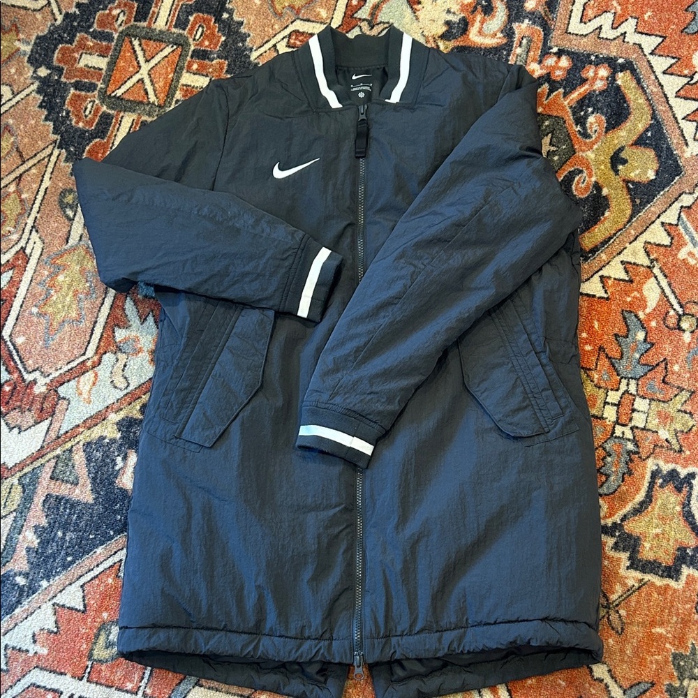Nike Black Bomber Jacket with White Stripe Trim